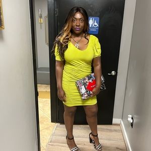 Pleated Shoulder Plus Size Bodycon Dress